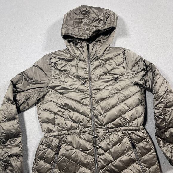 Saks Fifth Avenue‎ Jacket Women S Gray Puffer Hooded Down Coat Packable - Picture 2 of 9